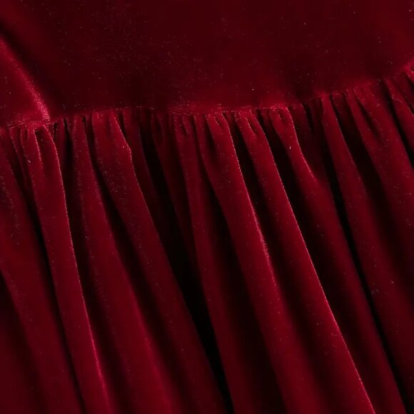 Crimson Velvety Bow-Knot Hem Dress - Picture 6 of 6